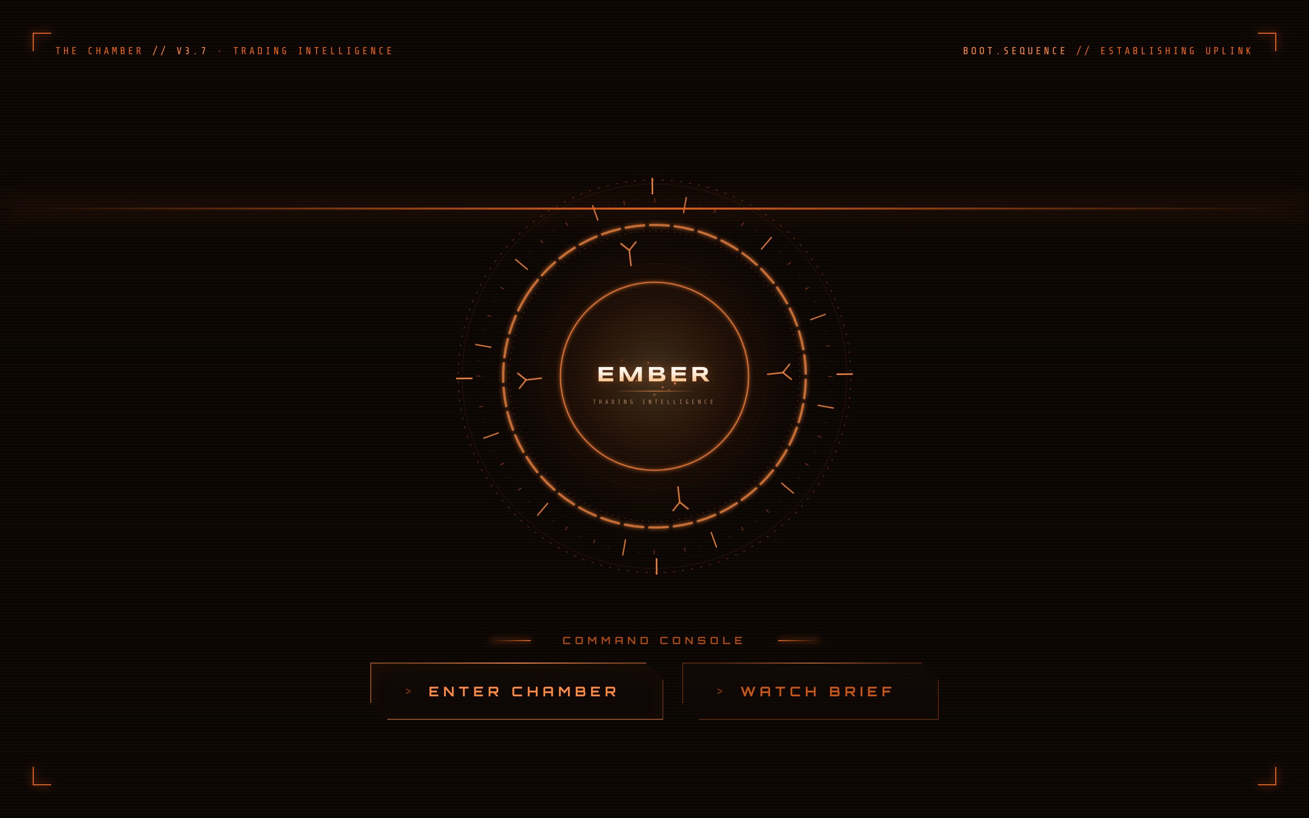 chamber.trading — cinematic HUD landing page